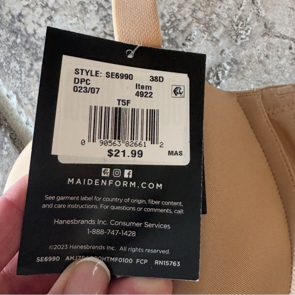 Maidenform Tan Bra with Adjustable Straps 38D NWT - Picture 2 of 4